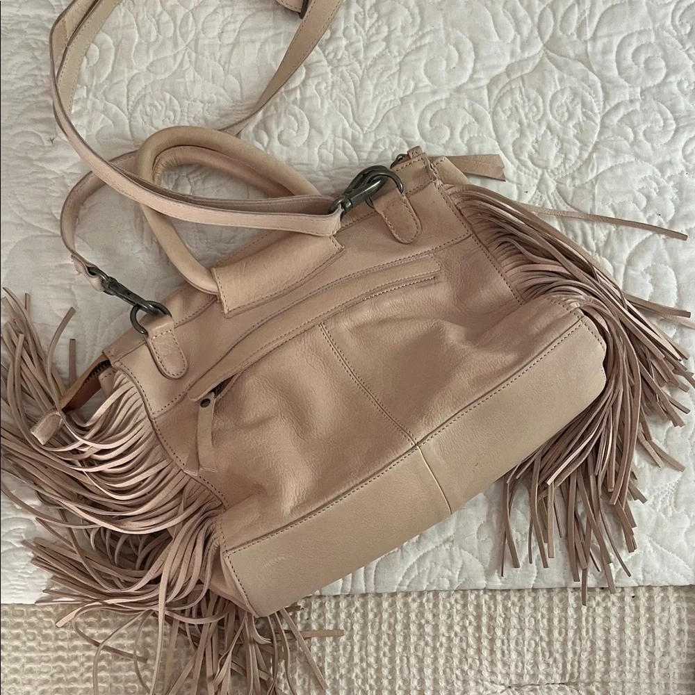 latico Blush Tan Leather Fringe Satchel Crossbody